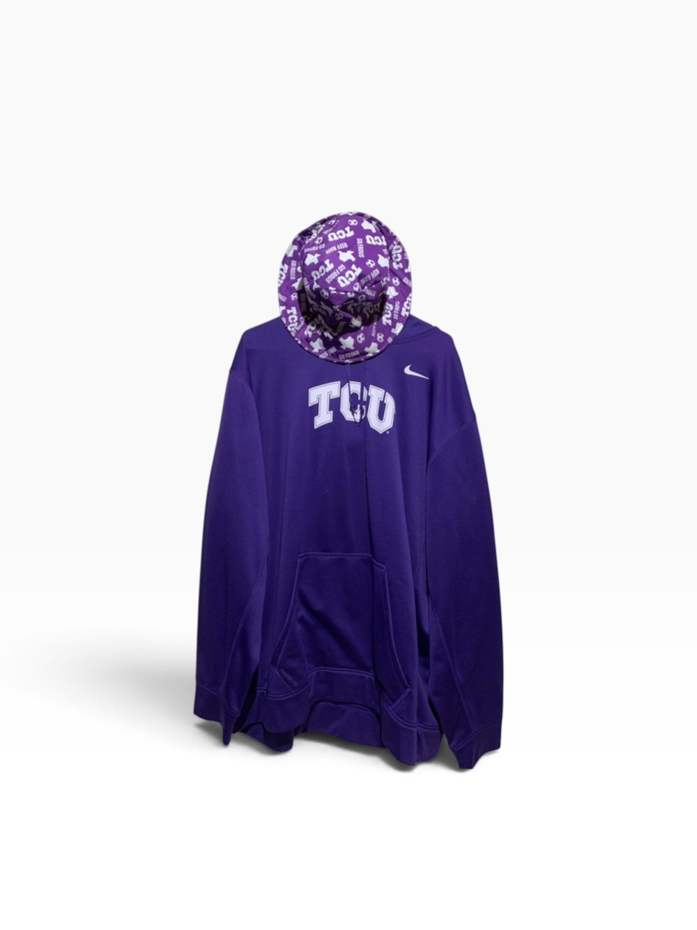 Nike Purple TCU Pullover Hoodie + TCU Reversible Bucket Hat Bundle